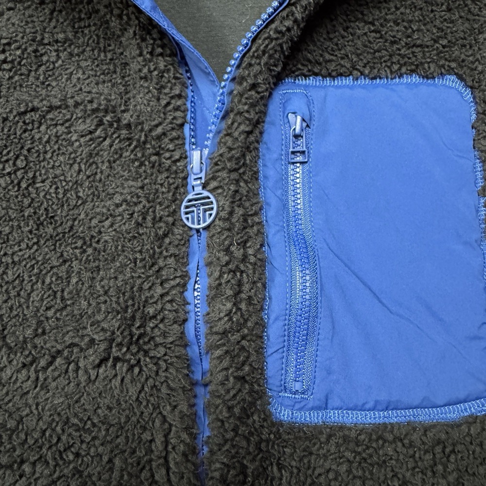 Tory Burch Tory Sport Vest Women's S Full Zip Navy Sherpa Fleece Gorpcore Hike - Picture 4 of 7
